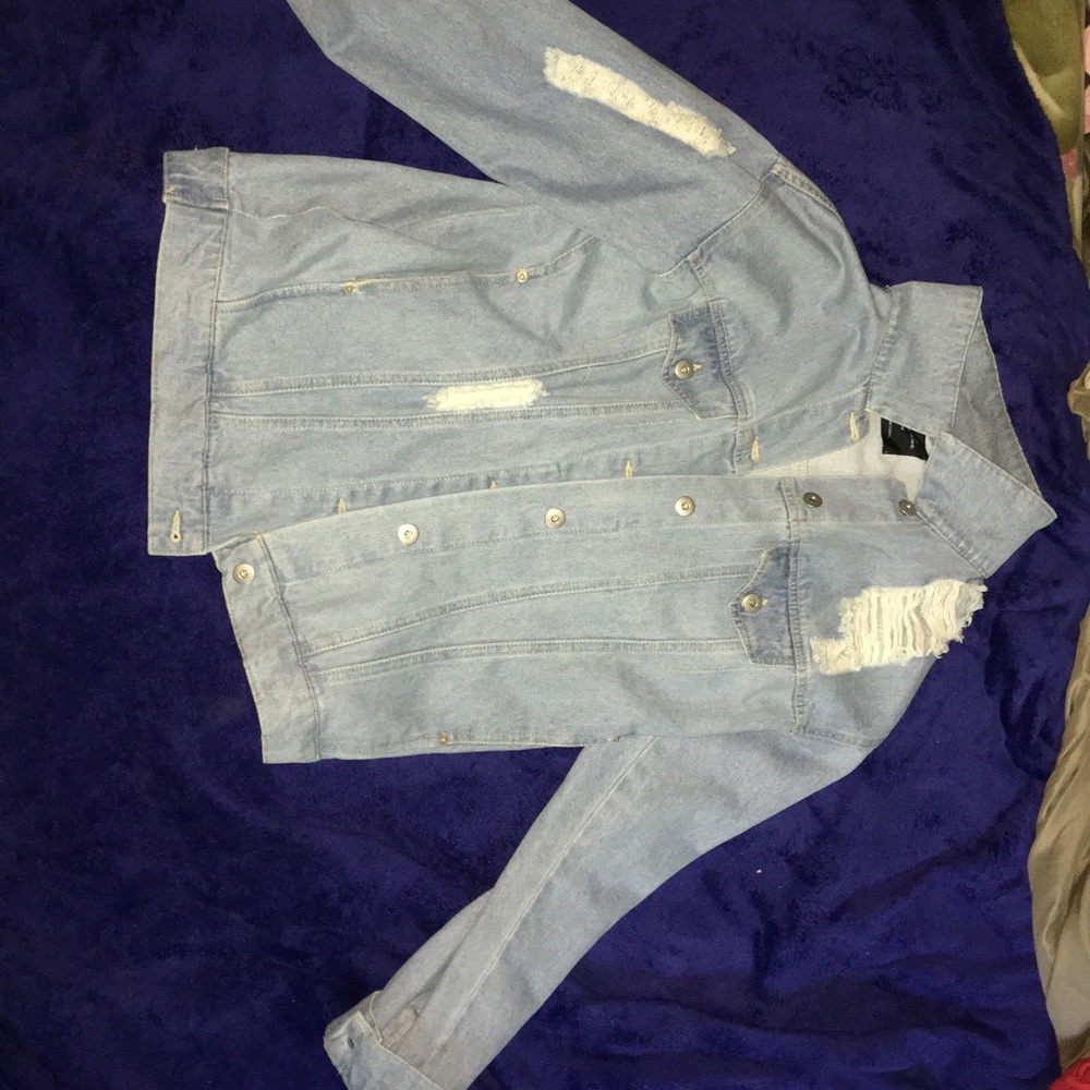 Oversized, distress jean jacket